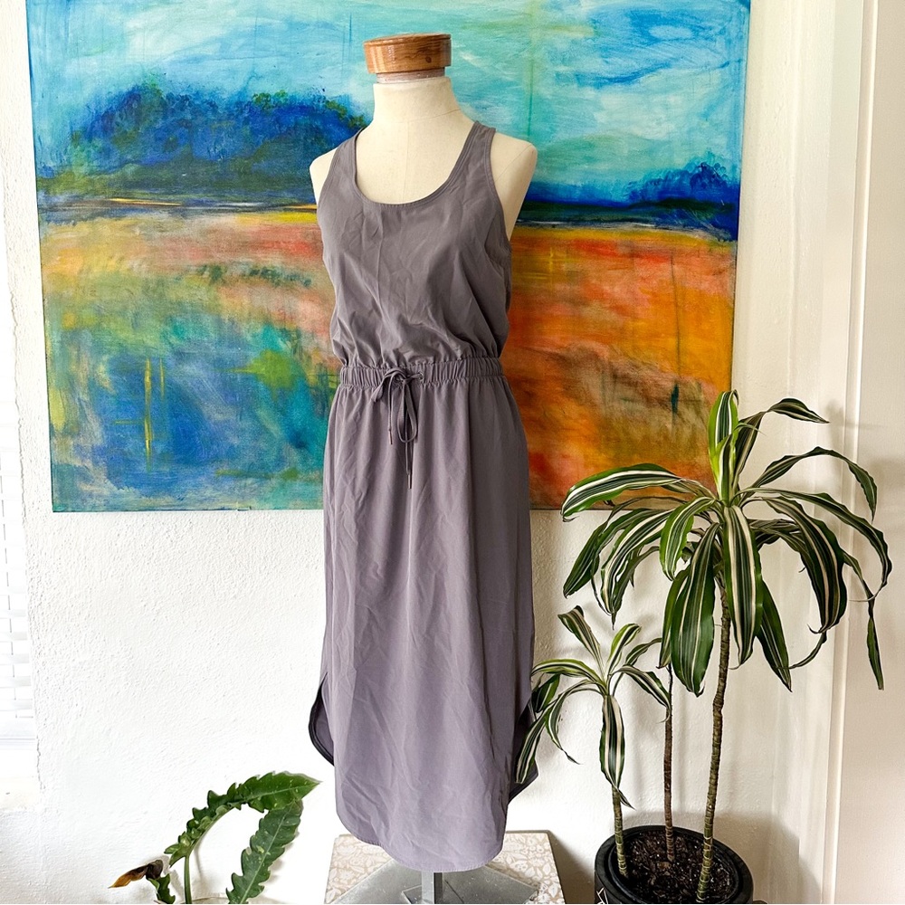 Calia Grey Drawstring Hi Lo Midi Athletic Dress
